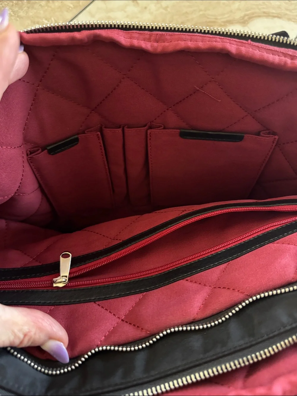 Black Quilted‎ Laptop Messenger Bag by PT